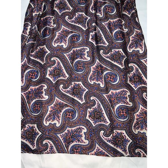 Theory Brindina Veranda Dress Size 6 Purple Paisley Print 100% Silk Shift Mini - Picture 4 of 16